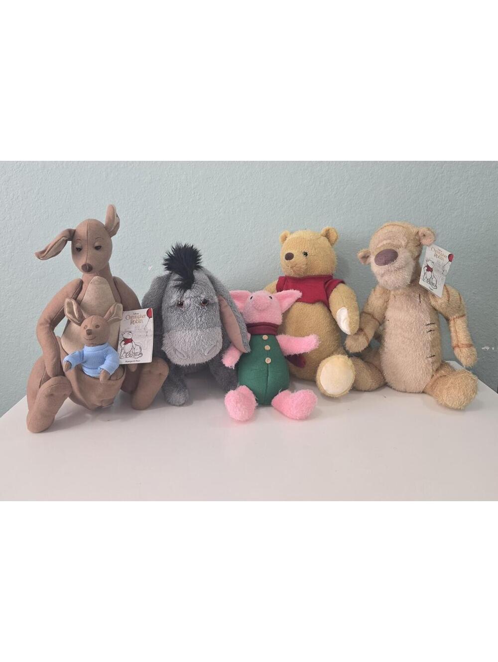 NWT Disney Store Christopher Robin Pooh Plush Set Kanga Roo Eeyore Piglet Tigger